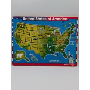 Melissa & Doug See & Hear Sound Puzzle USA Map 50 States And Capitals Ages 5+
